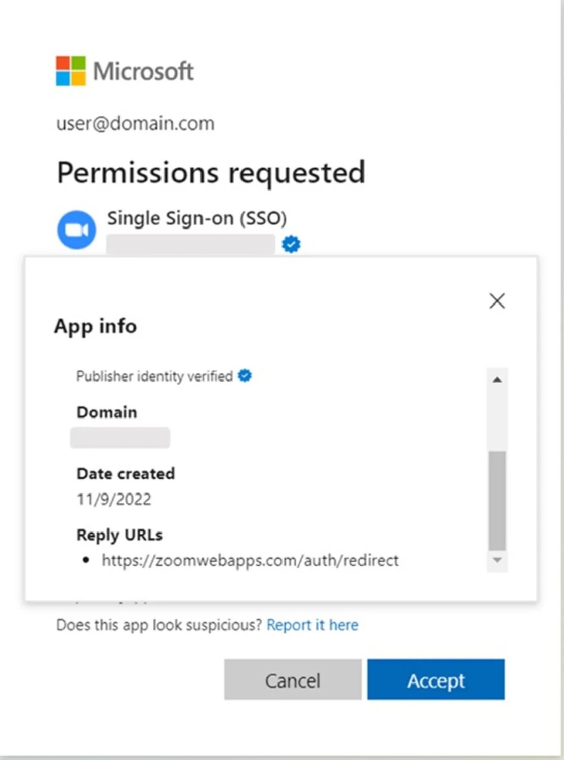 Microsoft asking for permission to login