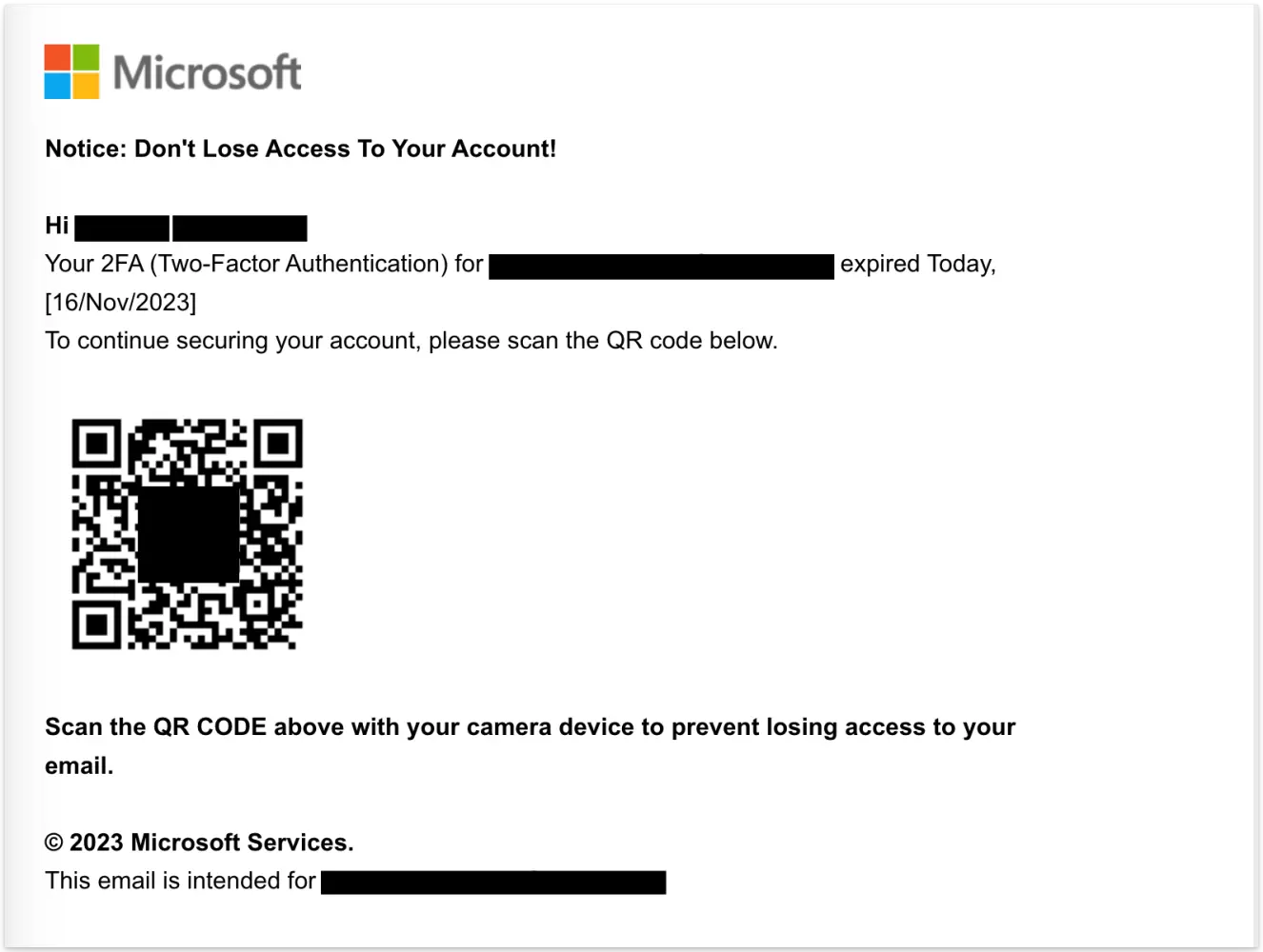QR Code Fake Email